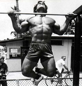 Franco Columbu Pull Ups on Muscle Beach